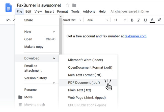 How to convert Google doc to pdf