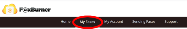 "My Faxes” tab on faxburner.com