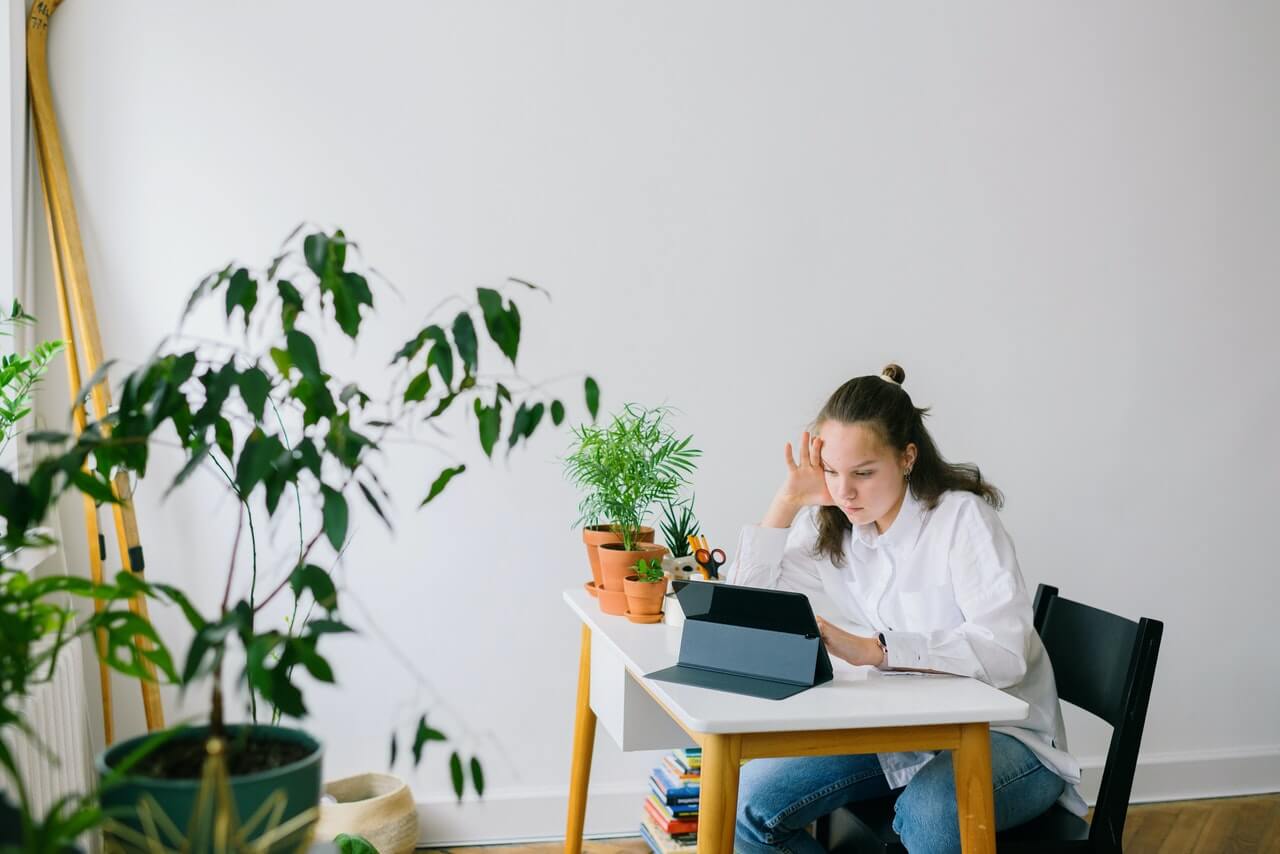 teenage girl with tablet